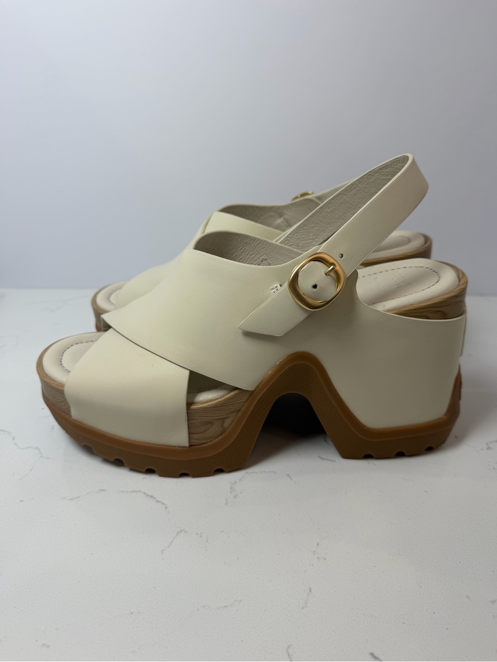 Sorel Roam n’ Rise Cream Slingback Wedge Sandals